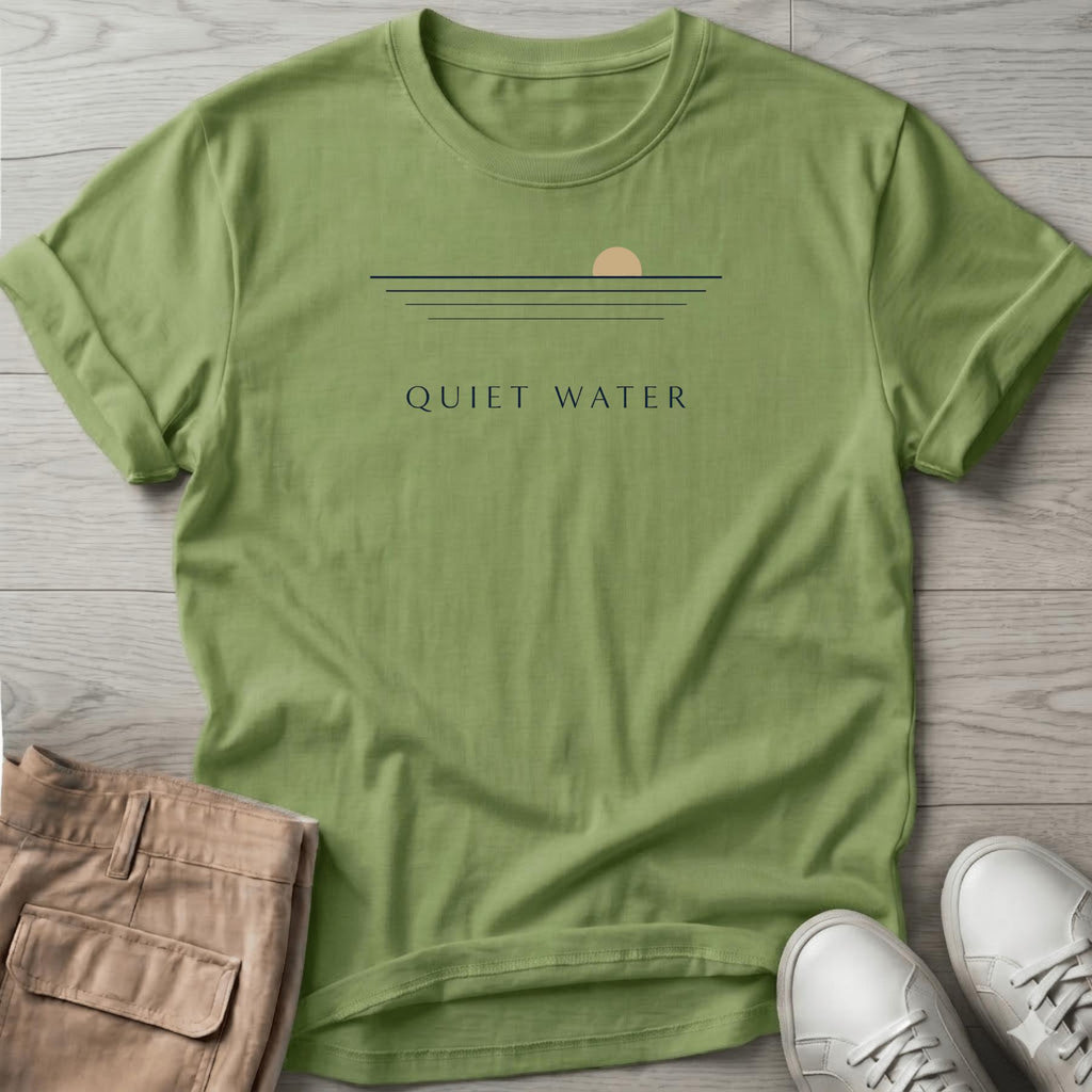 Quiet Water Beach Ocean Line Art Tee - coastal graphic t-shirt, Salty Paws