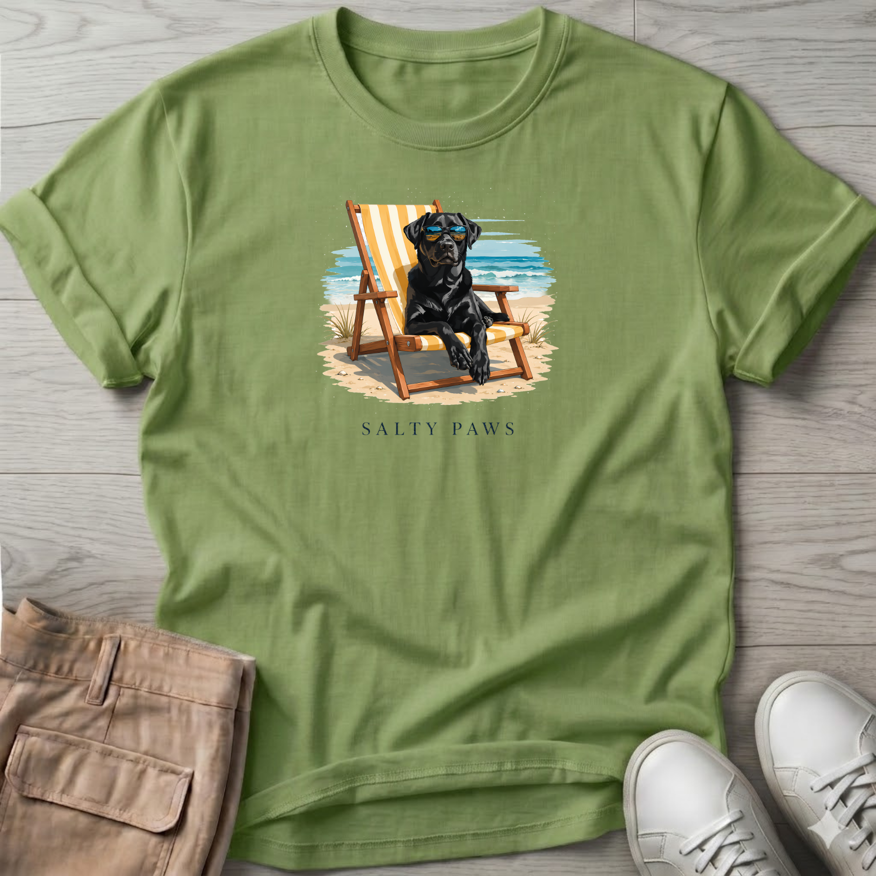 Black Lab Beach Chair Dog T-Shirt