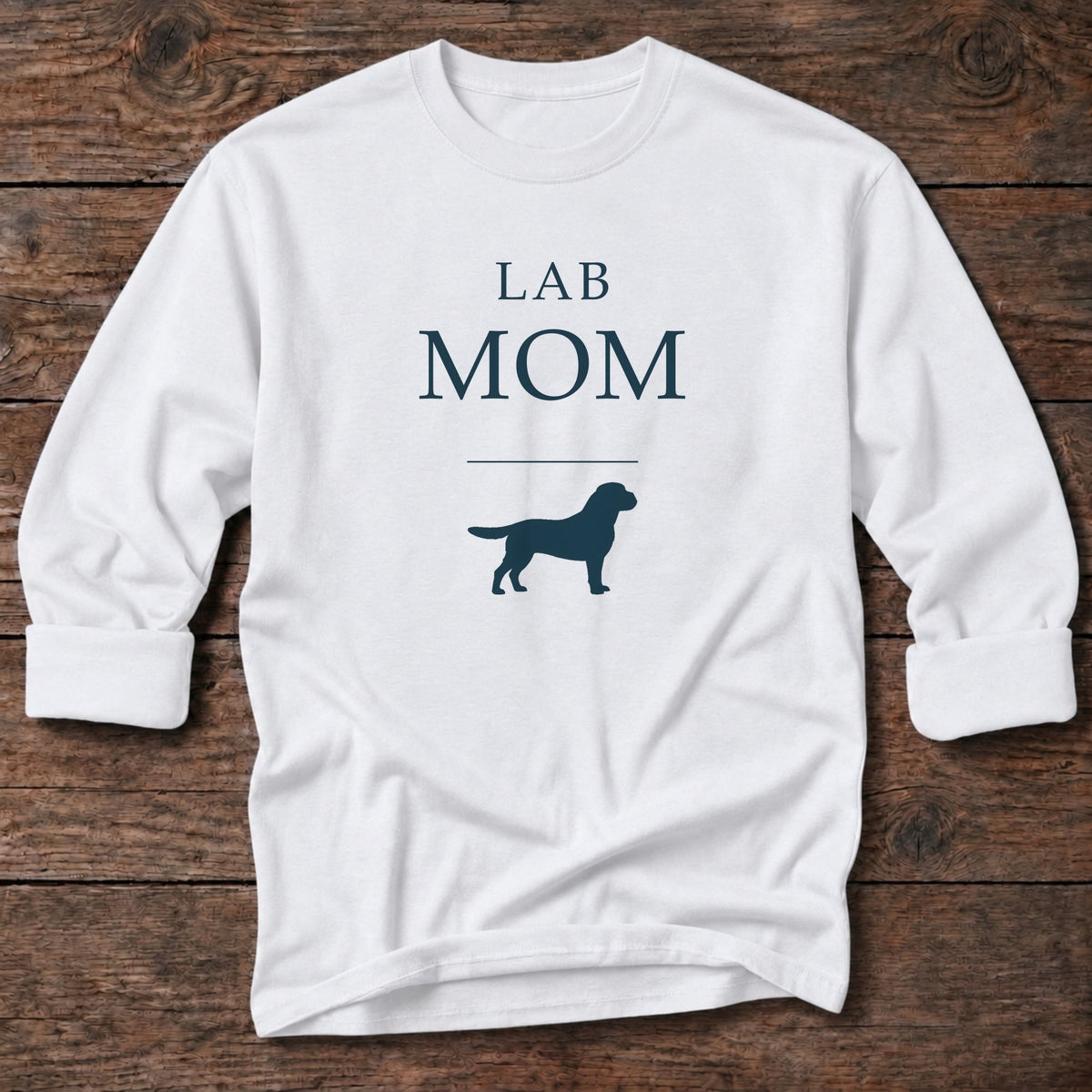 Lab Mom Long T-Shirt in White, Salty Paws coastal long sleeve tee