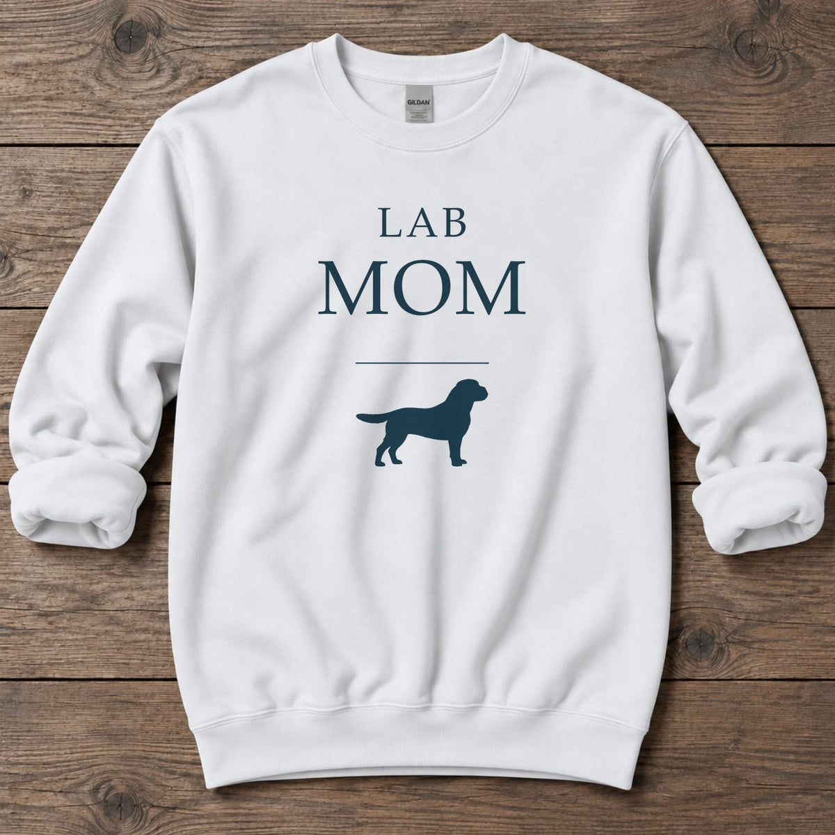 Lab Mom Midweight Sweatshirt in White, Salty Paws coastal sweatshirt