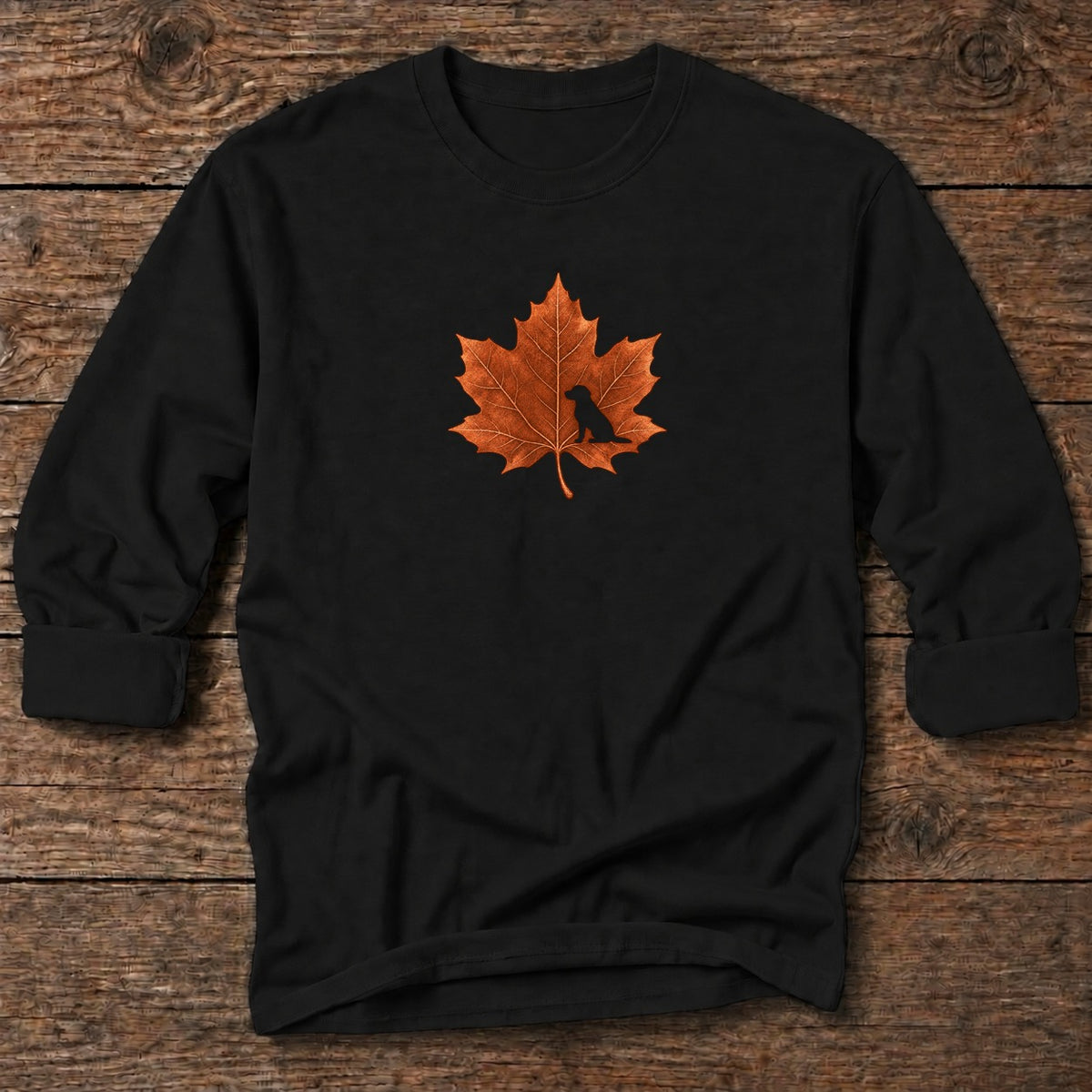 Labrador Leaf Long Sleeve Tee in Black, Salty Paws coastal long sleeve tee