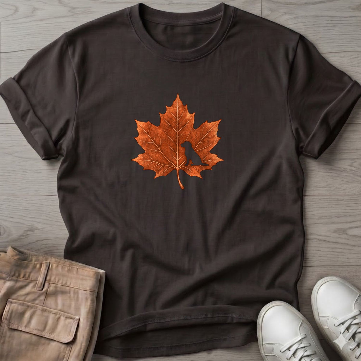 Labrador Leaf T-Shirt in Dark Chocolate, Salty Paws coastal t-shirt