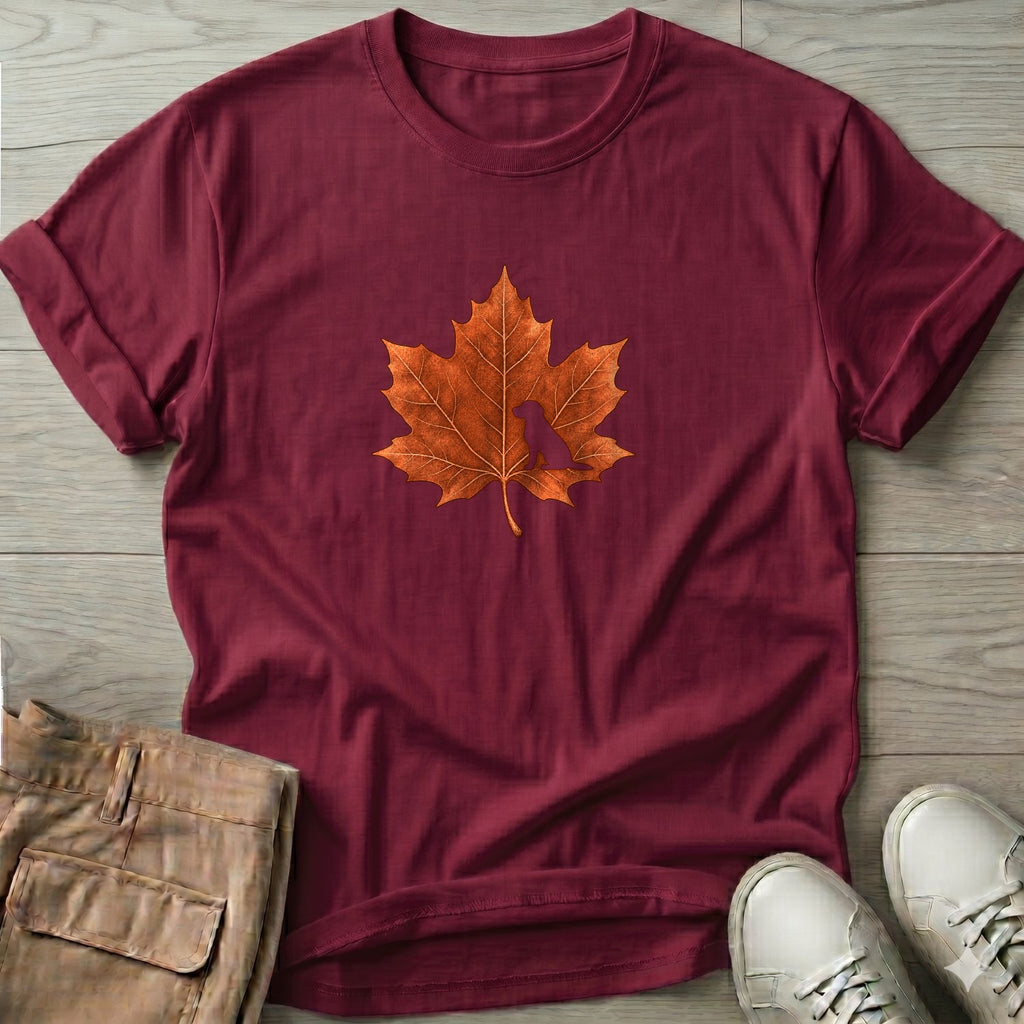 Labrador Leaf T-Shirt in Maroon, Salty Paws coastal t-shirt