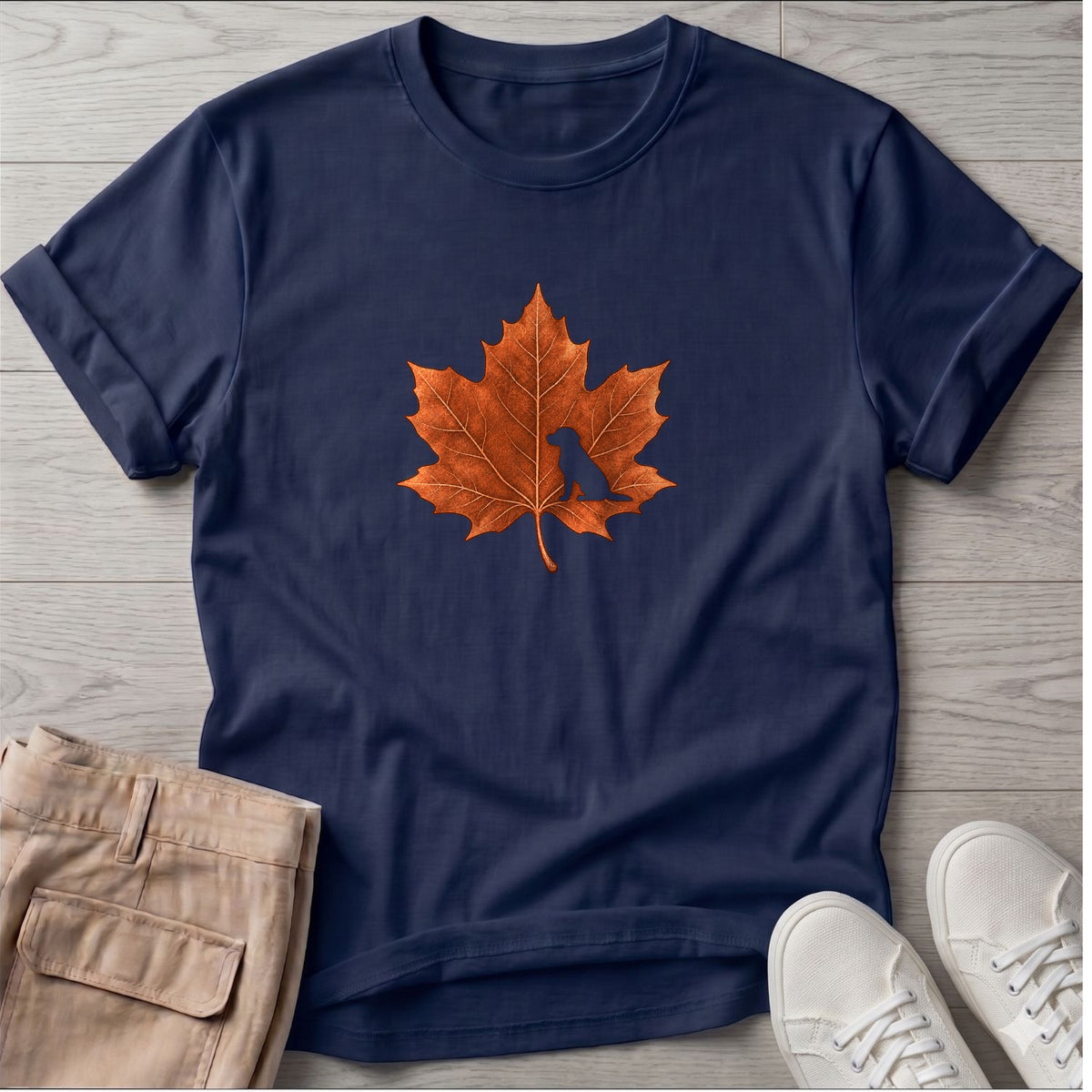 Labrador Leaf T-Shirt in Navy, Salty Paws coastal t-shirt