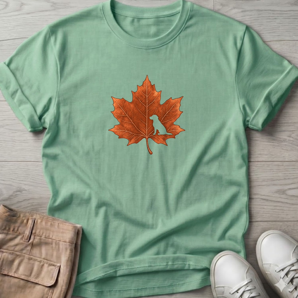Labrador Leaf T-Shirt in Sage, Salty Paws coastal t-shirt