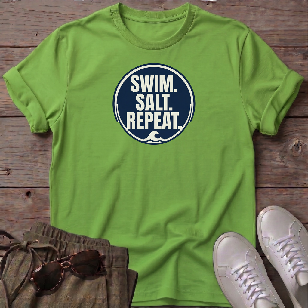 Swim Salt Repeat Beach Ocean Line Art Tee