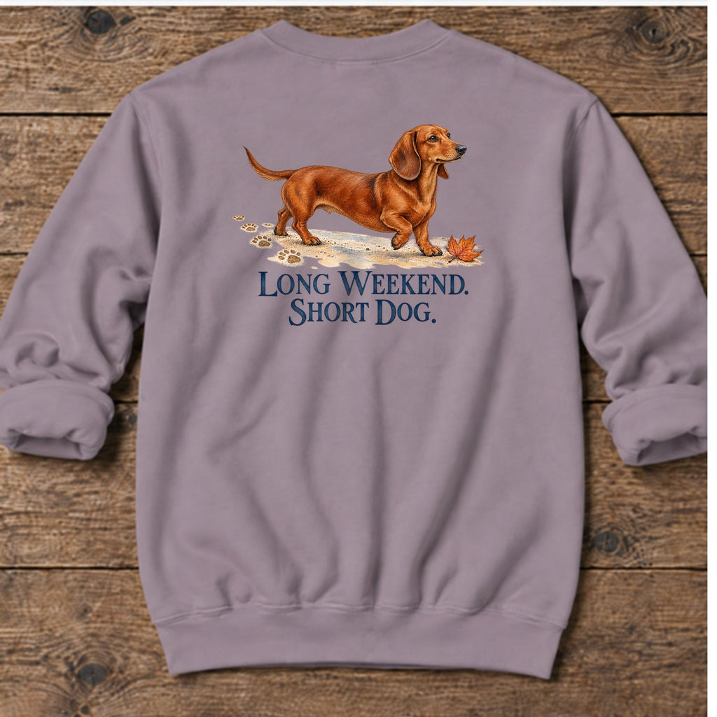Long Weekend Short Dog Back Design Midweight Sweatshirt in Paragon, Salty Paws coastal sweatshirt