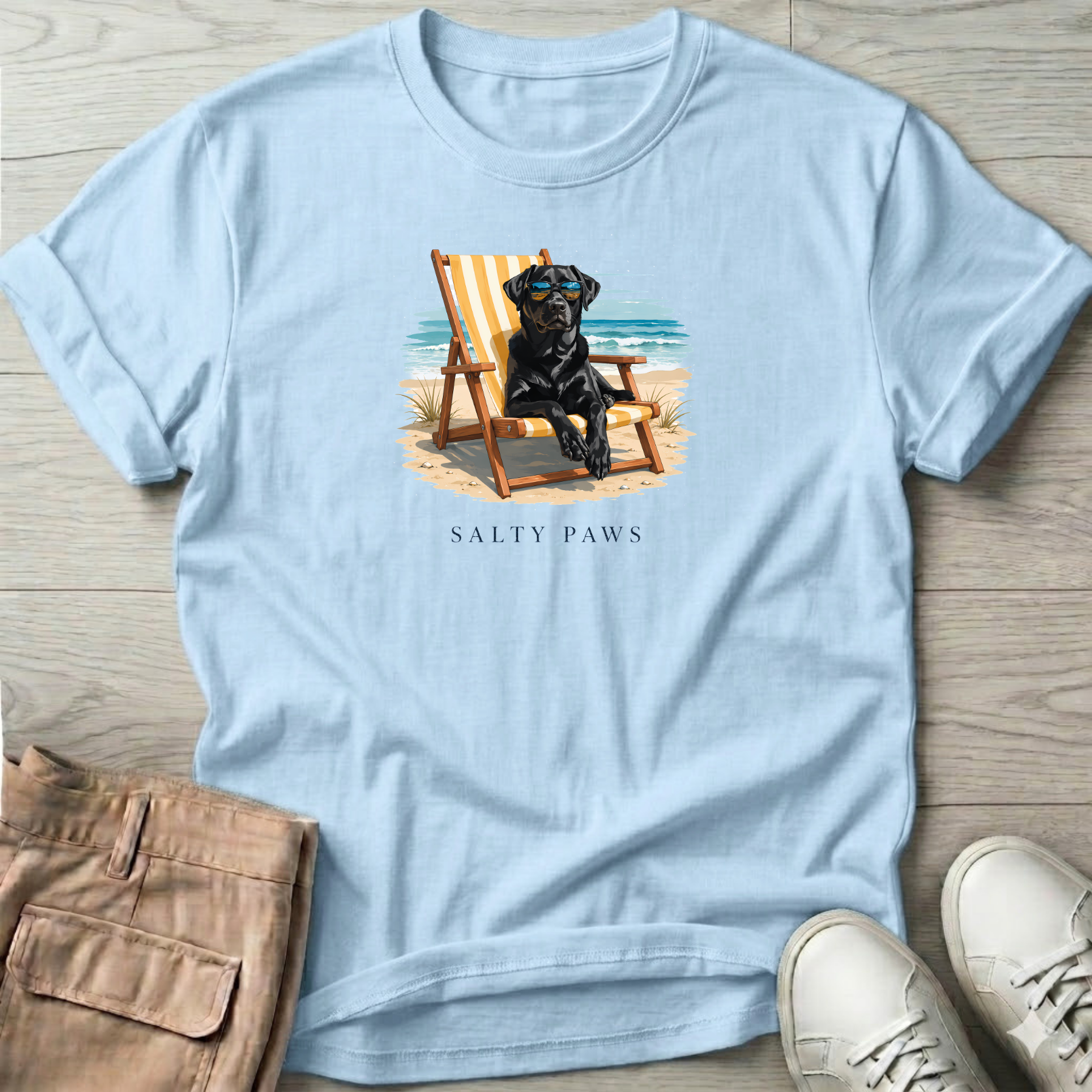 Black Lab Beach Chair Dog T-Shirt