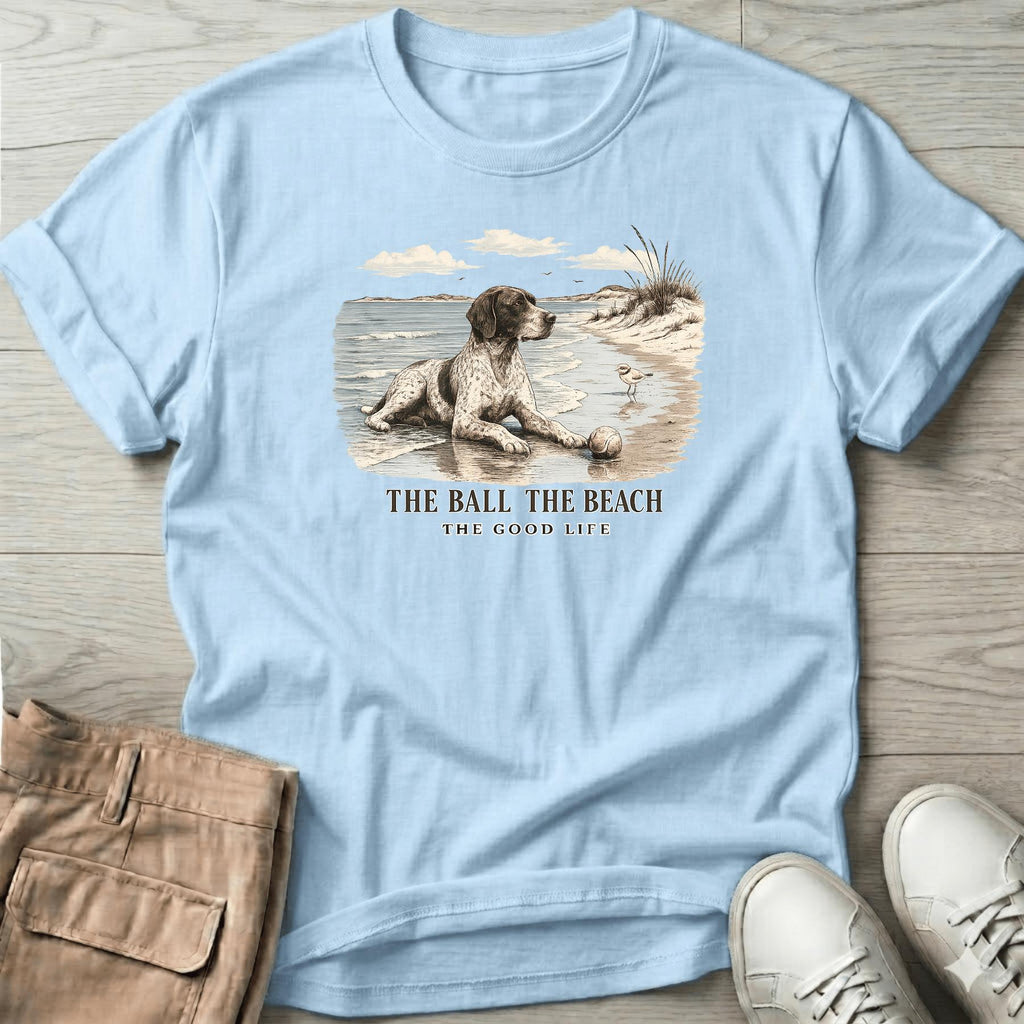 Ball Beach & Shorthair Pointer Dog T-Shirt