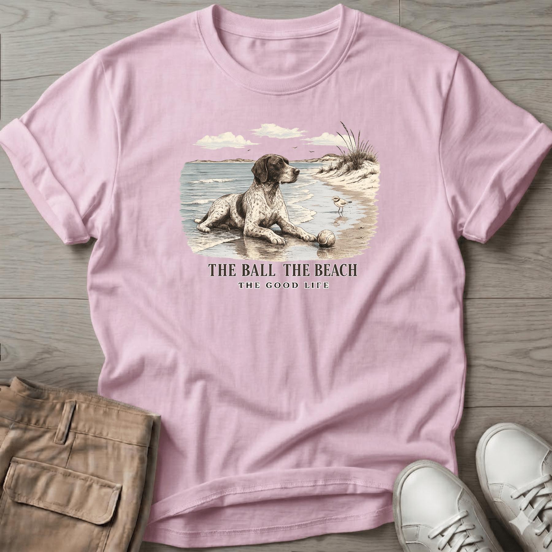 Ball Beach & Shorthair Pointer Dog T-Shirt