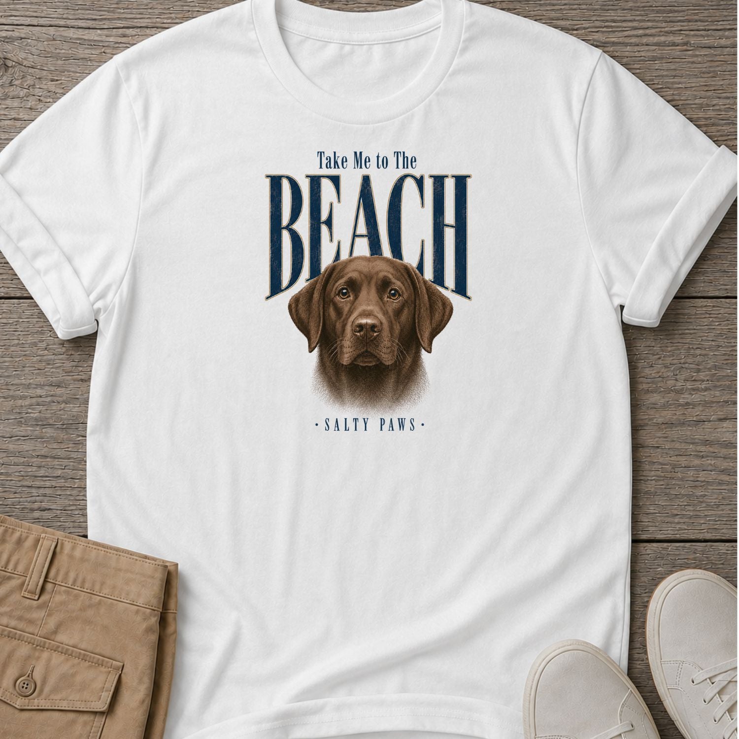 Chocolate Labrador Take me to the Beach Dog T-Shirt