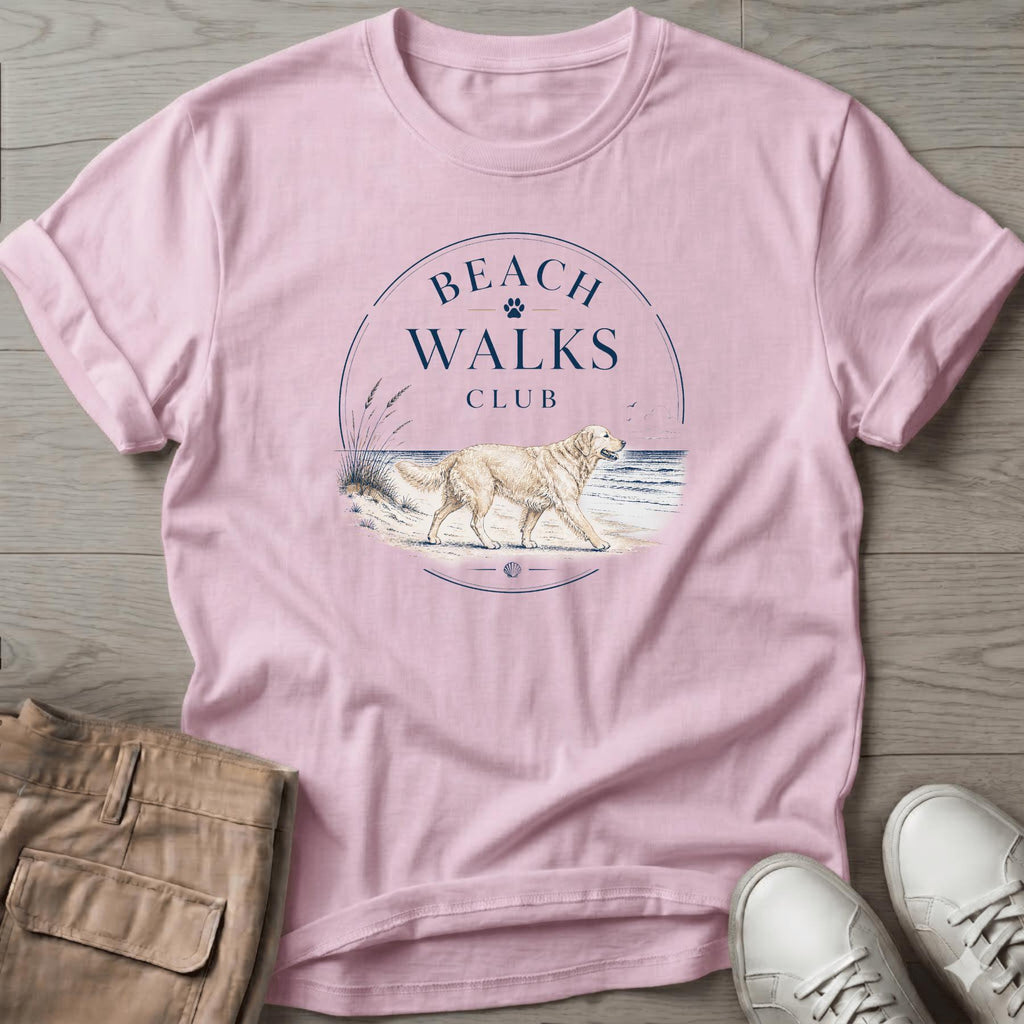 Beach Walk Golden Retriever T-Shirt