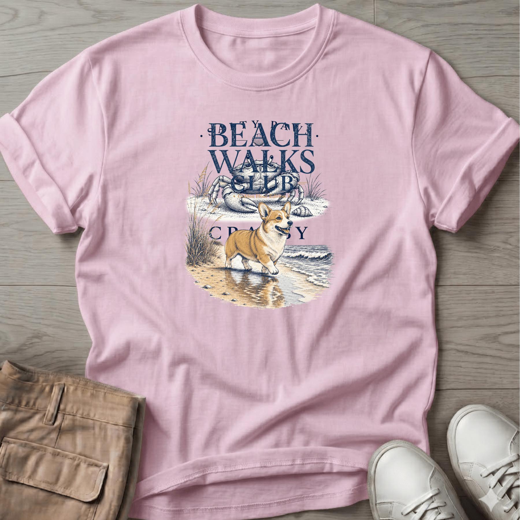 Corgi Beach Walks Club T-Shirt Vacation