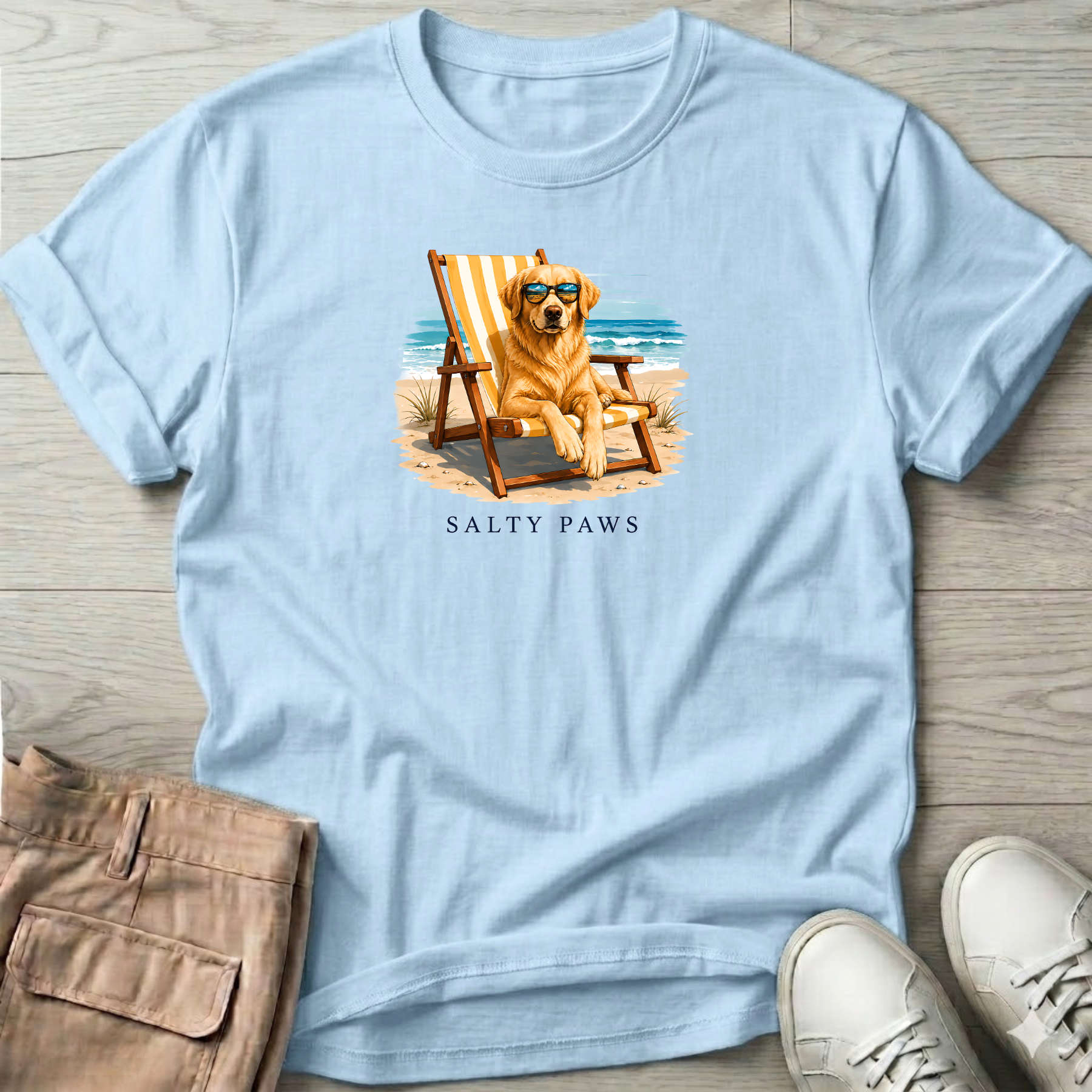 Golden Retriever Beach Chair Dog T-Shirt