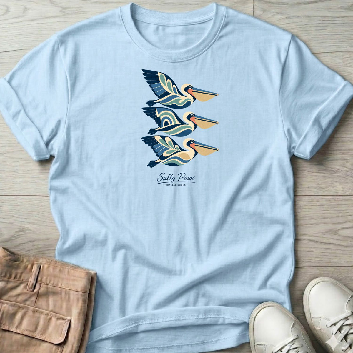 3 Pelicans Illustration T-Shirt
