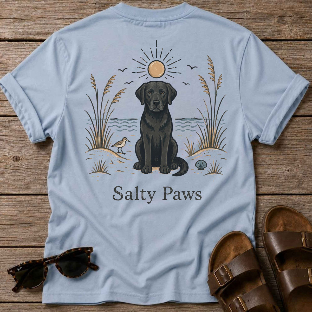 Black Lab Sunshine Back Design T-Shirt