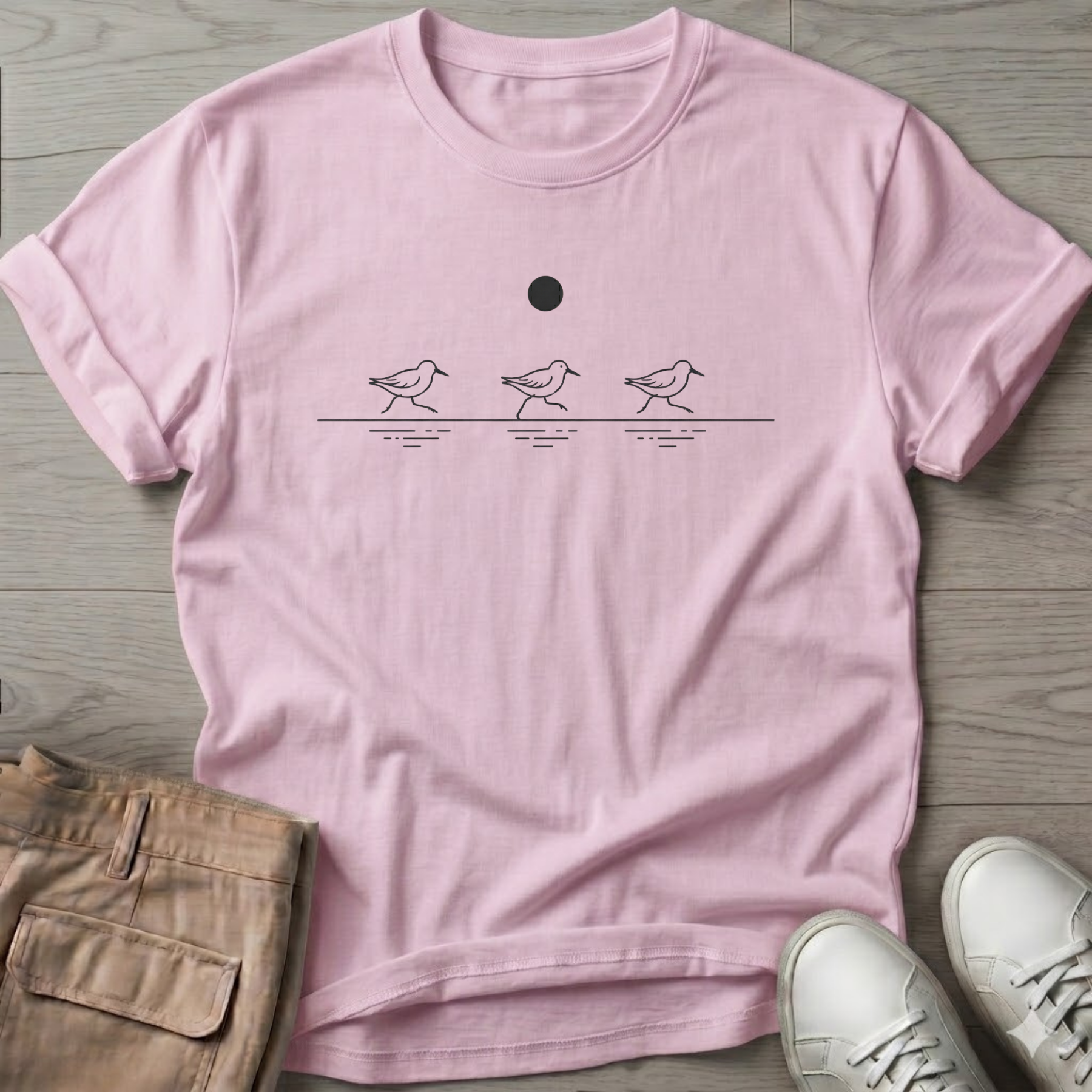 3 Little Sandpipers Line Art Tee