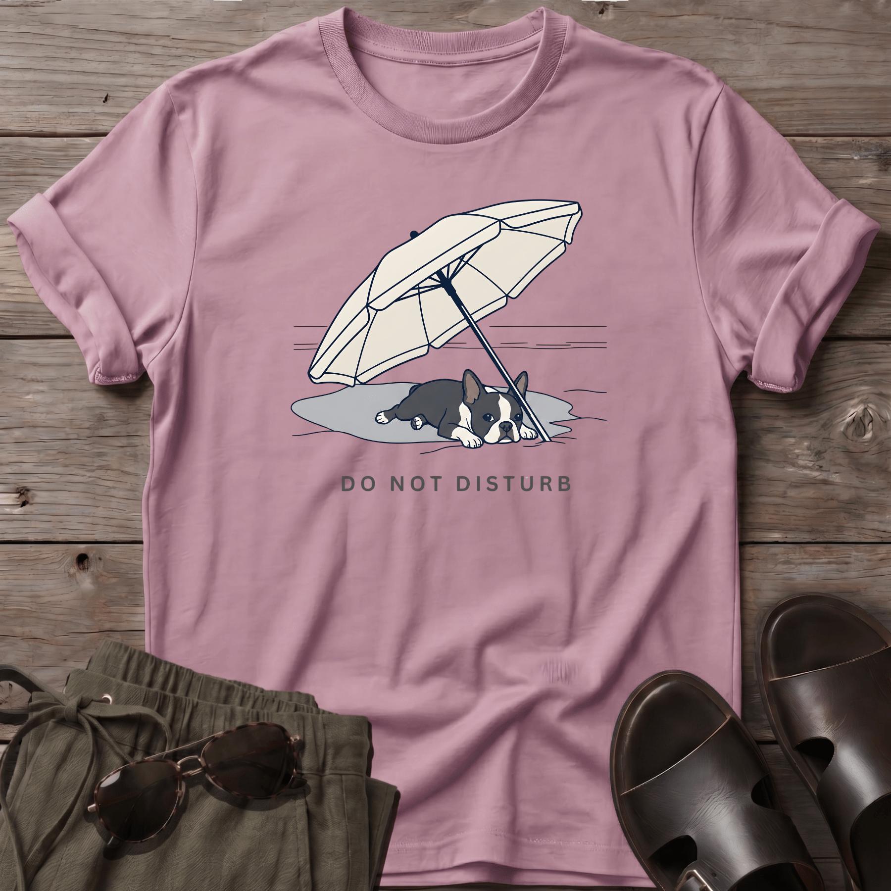 Boston Terrier DO NOT DISTURB T-Shirt — Dog Beach Line Art Tee - dog lover coastal t-shirt, Salty Paws