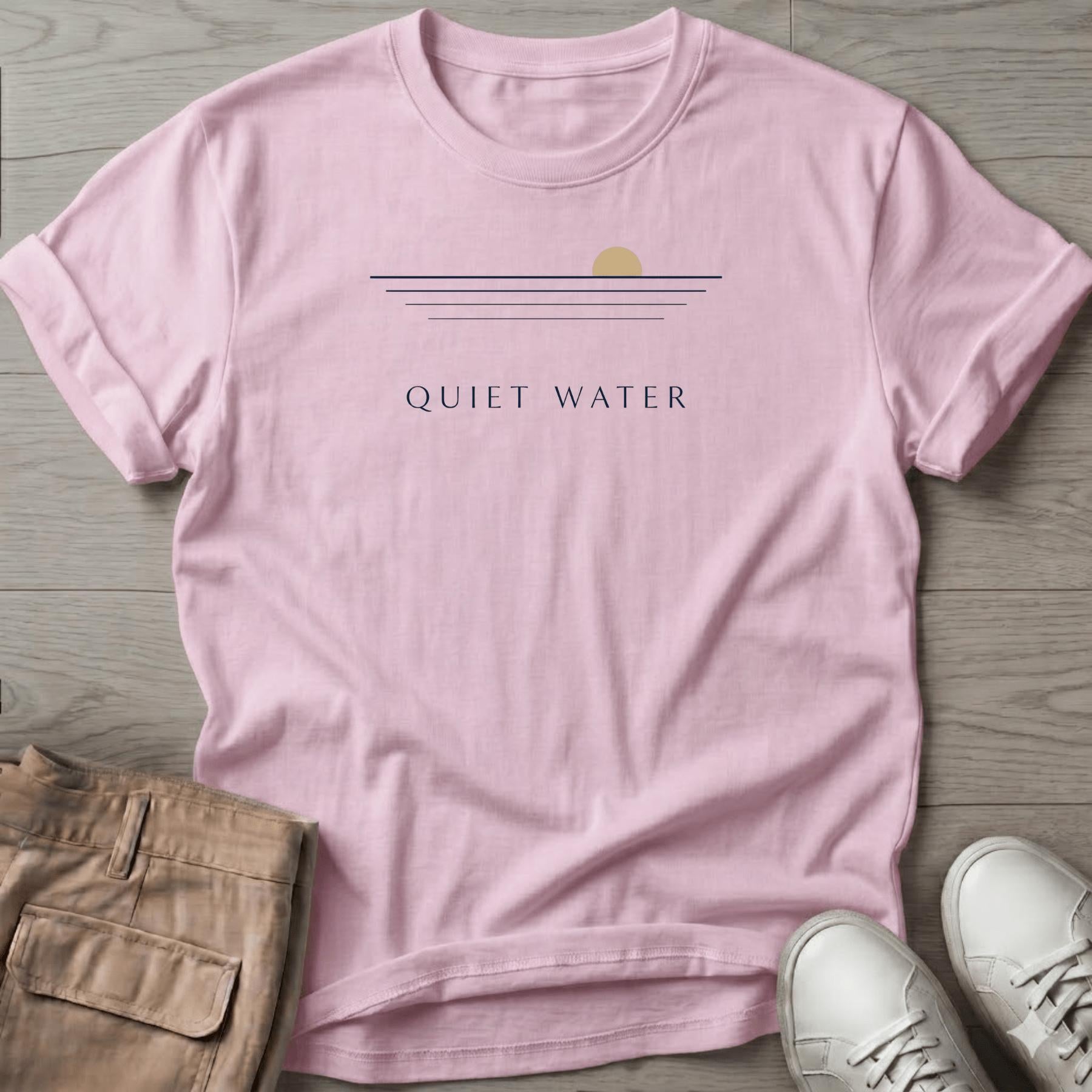 Quiet Water Beach Ocean Line Art Tee - coastal graphic t-shirt, Salty Paws