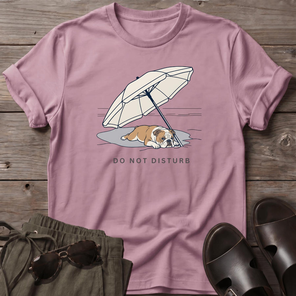 English Bulldog DO NOT DISTURB T-Shirt — Dog Beach Line Art Tee - dog lover coastal t-shirt, Salty Paws