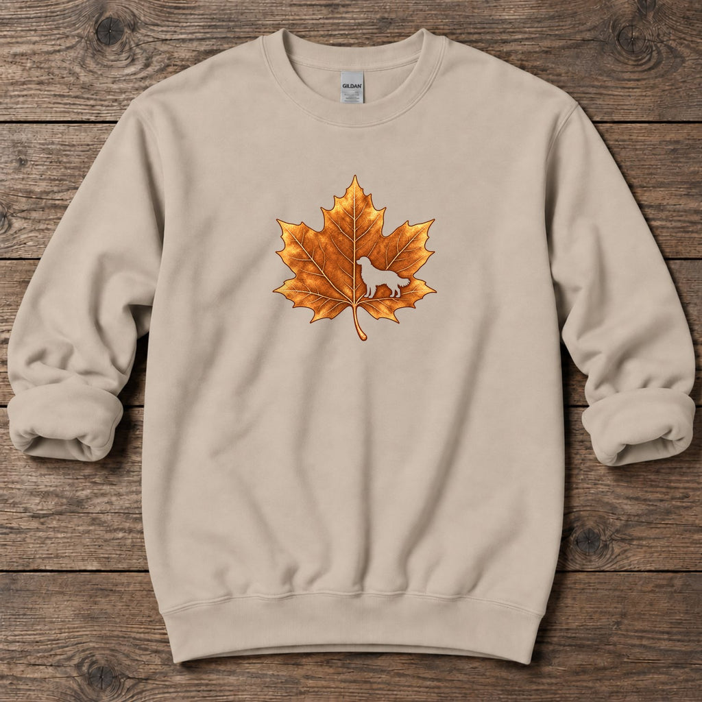 Maple Leaf Golden Retriever Midweight Sweatshirt in Sand, Salty Paws coastal sweatshirt