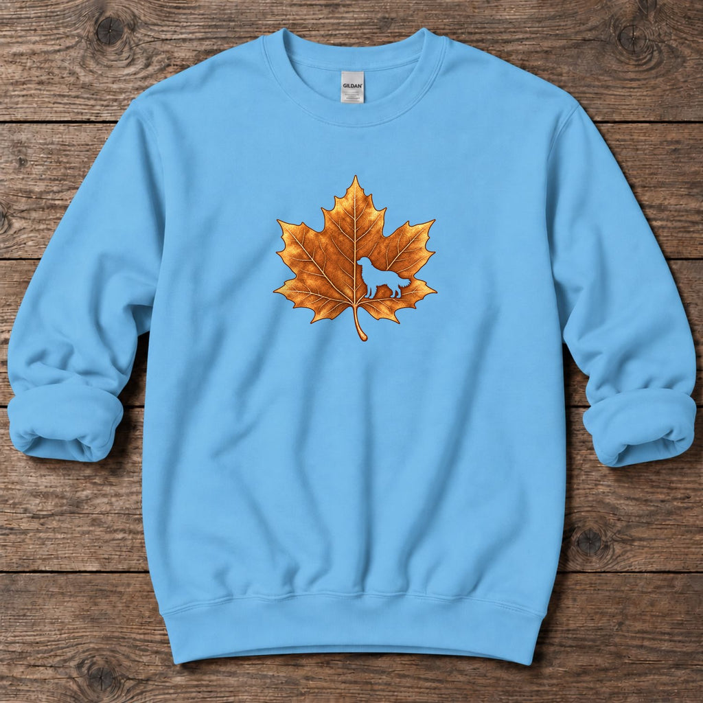 Maple Leaf Golden Retriever Midweight Sweatshirt in Sky, Salty Paws coastal sweatshirt