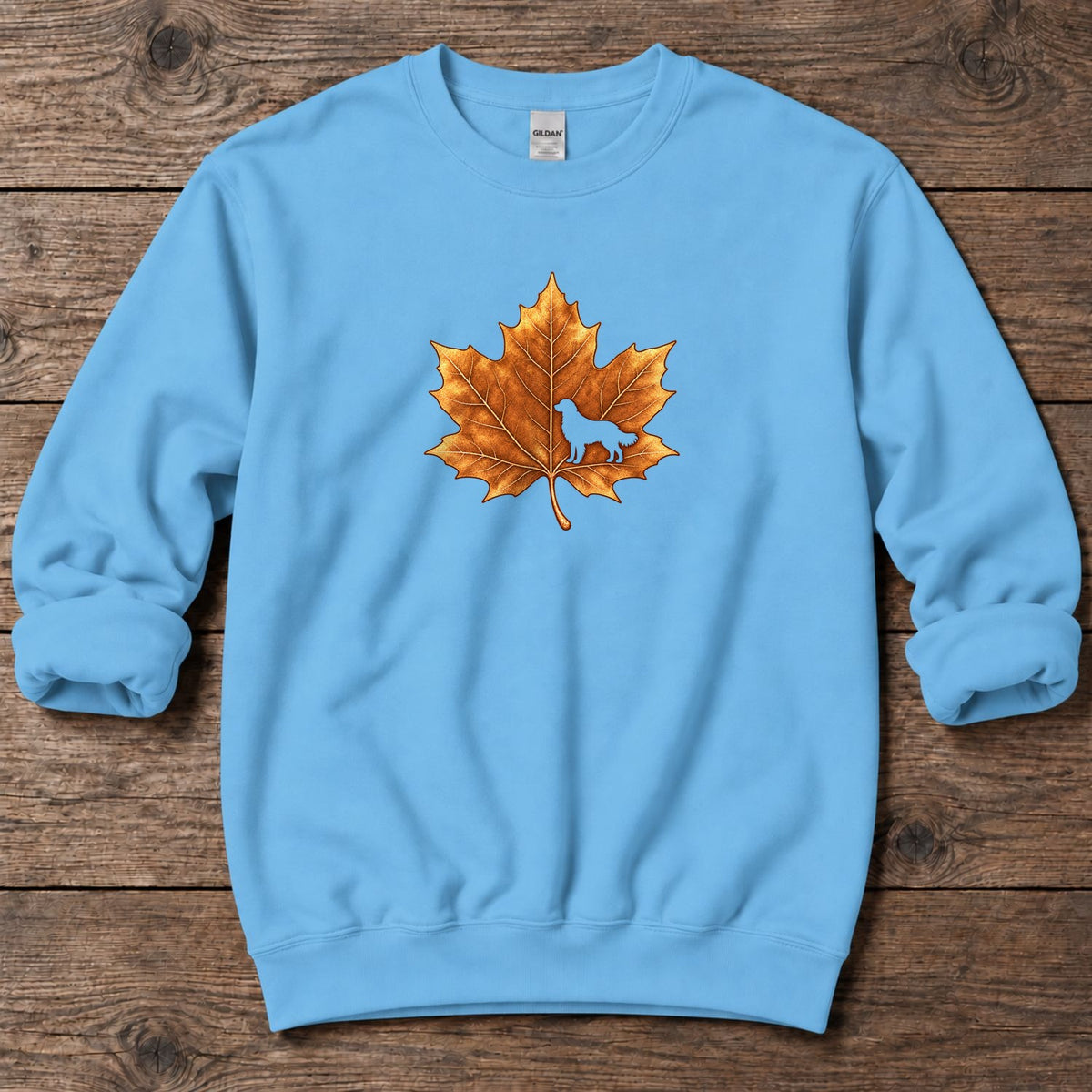 Maple Leaf Golden Retriever Midweight Sweatshirt in Sky, Salty Paws coastal sweatshirt