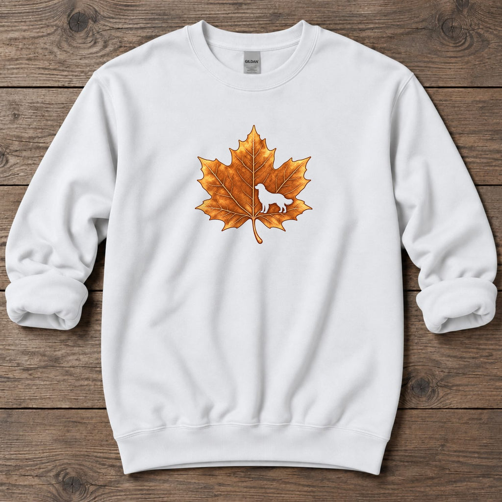 Maple Leaf Golden Retriever Midweight Sweatshirt in White, Salty Paws coastal sweatshirt
