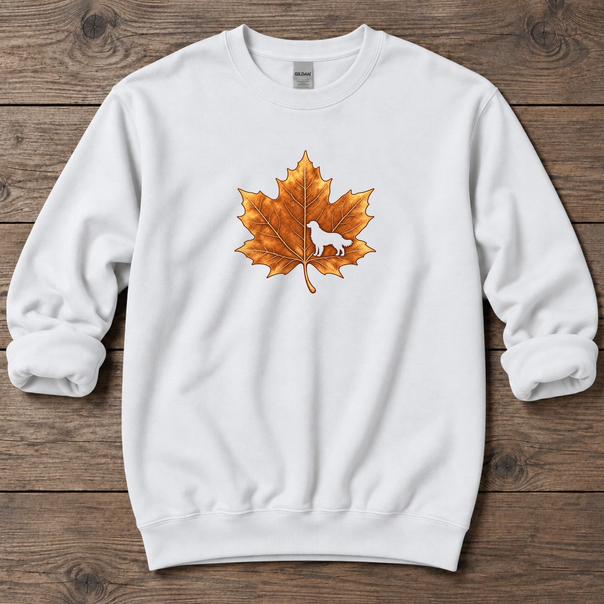 Maple Leaf Golden Retriever Midweight Sweatshirt in White, Salty Paws coastal sweatshirt