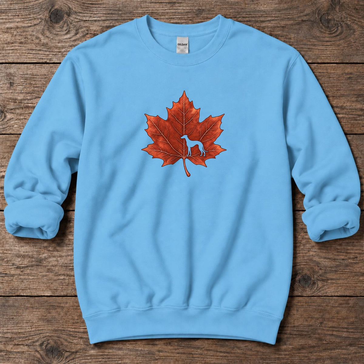 Maple Leaf Greyhound Midweight Sweatshirt in Sky, Salty Paws coastal sweatshirt