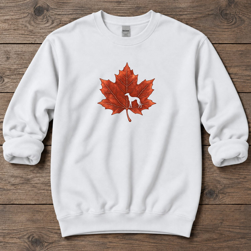 Maple Leaf Greyhound Midweight Sweatshirt in White, Salty Paws coastal sweatshirt