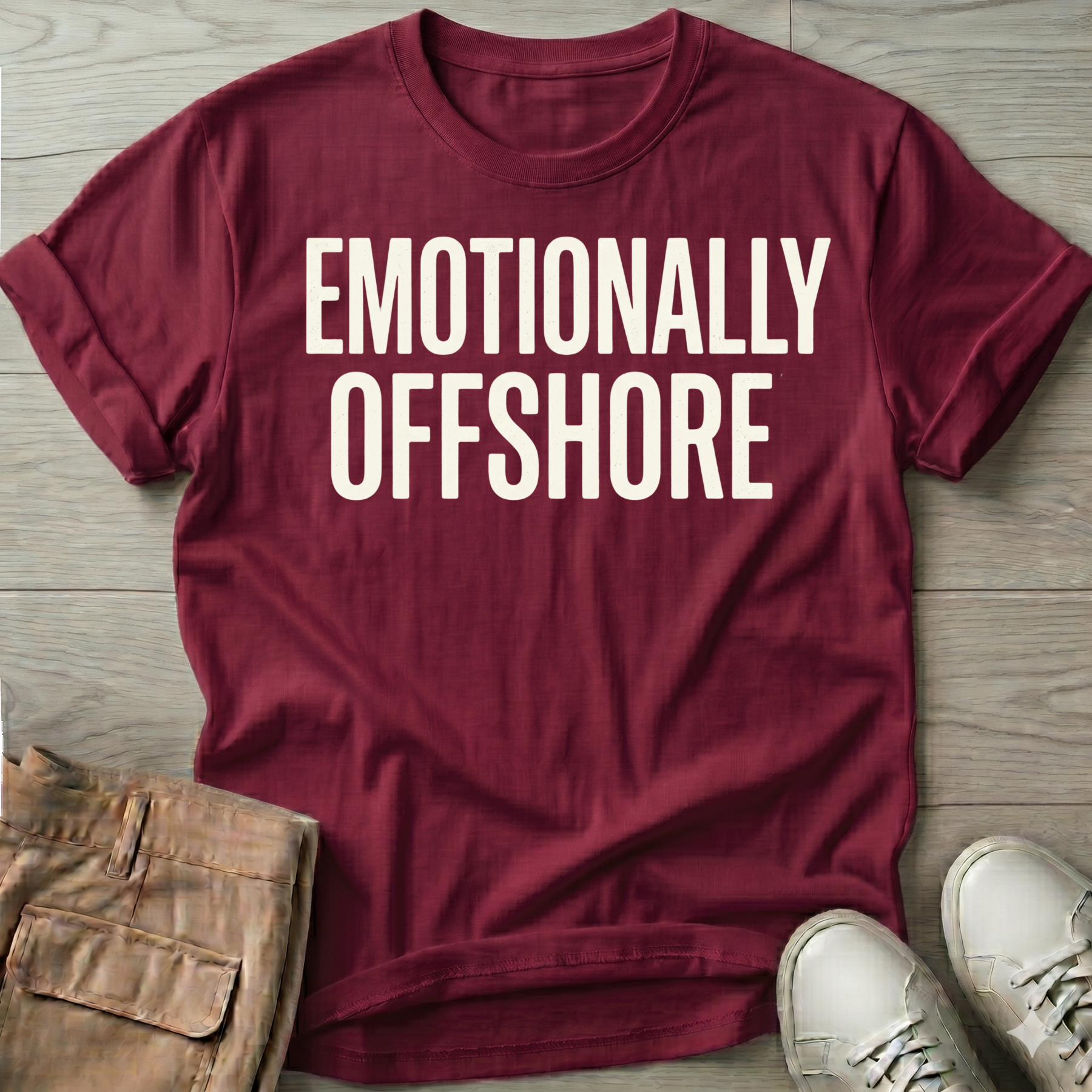 EMOTIONALLY OFFSHORE T-Shirt — Beach Line Art Tee