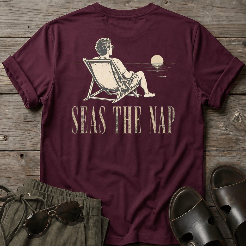 Seas the Nap Back Design T-Shirt - coastal graphic t-shirt, Salty Paws