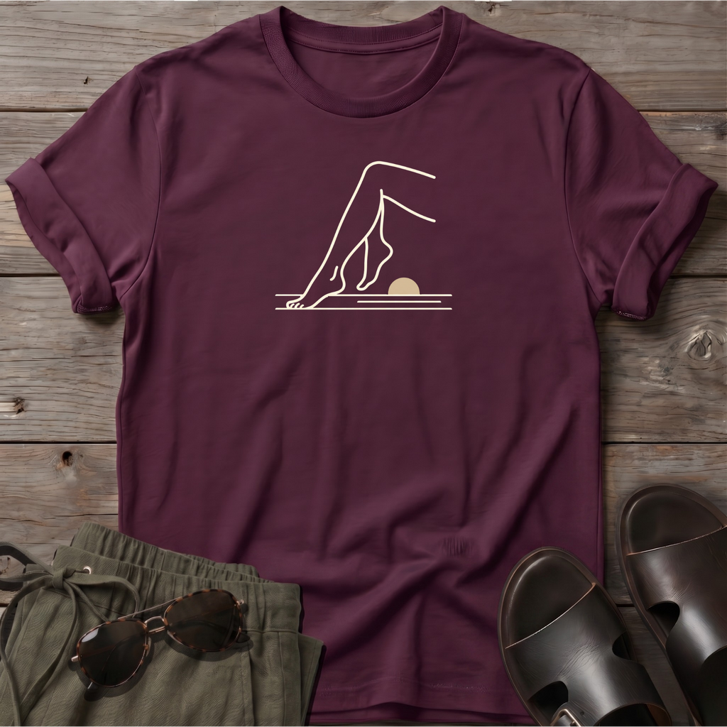 Legs Dog Beach Ocean Line Art Tee