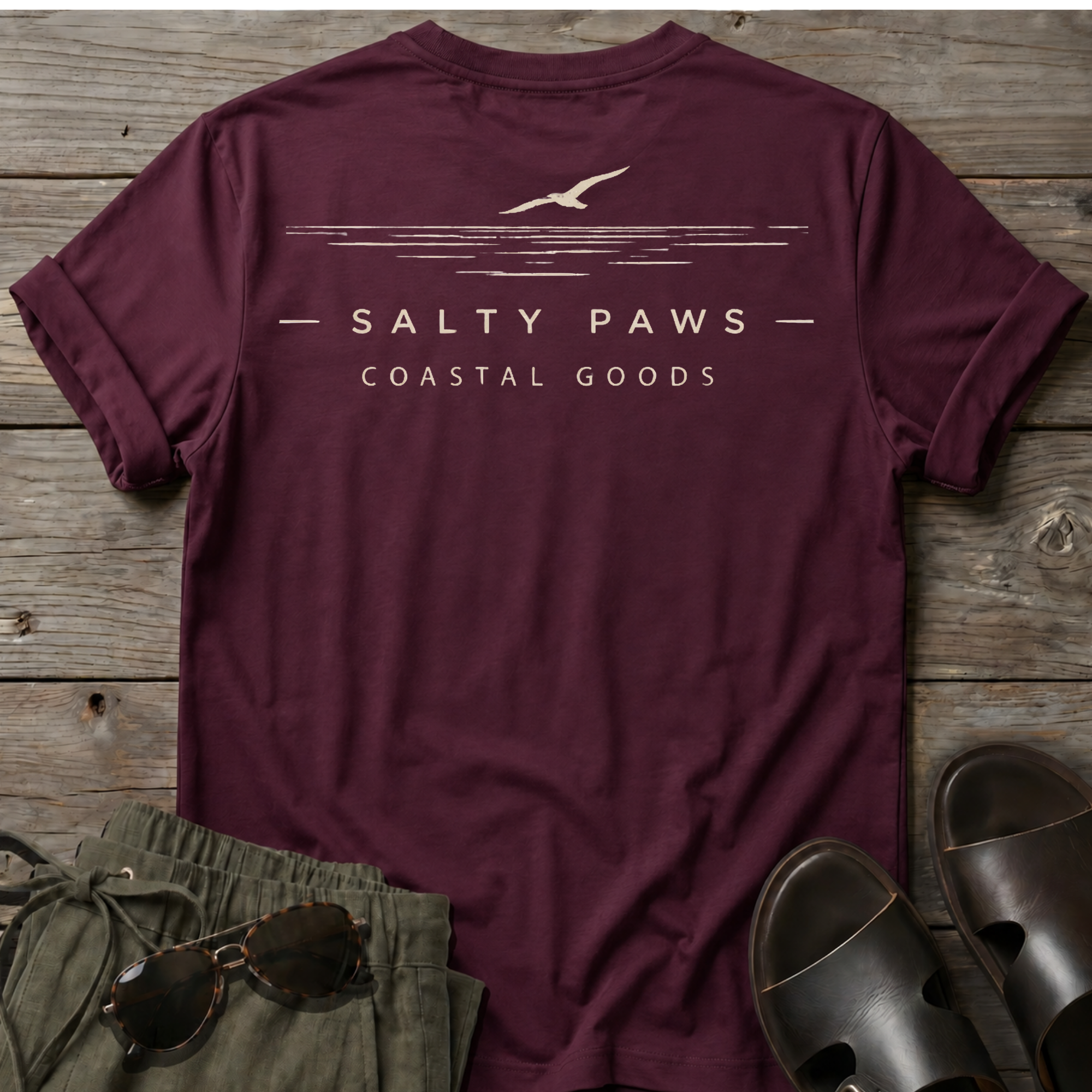 Salty Paws Coastal Goods 2 T-shirt BACK DESIGN