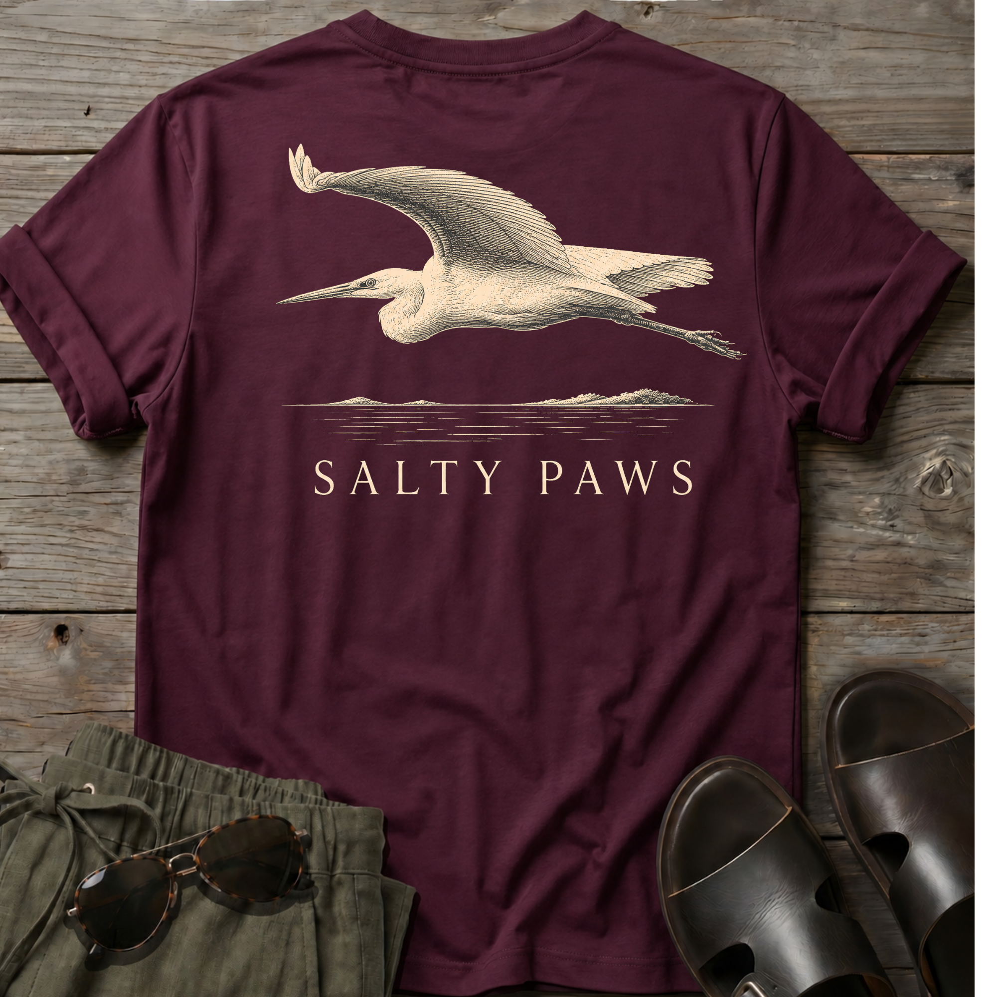 Egret in Flight 2 BACK DESIGN T-Shirt — Art Tee