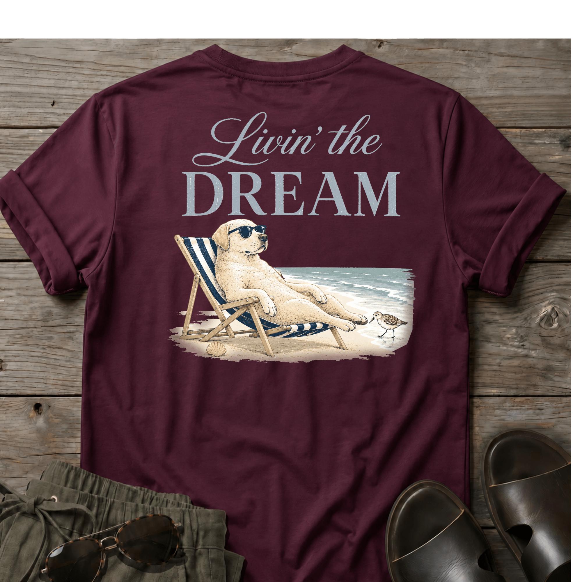 Livin the Dream Golden T-shirt BACK DESIGN (dark)