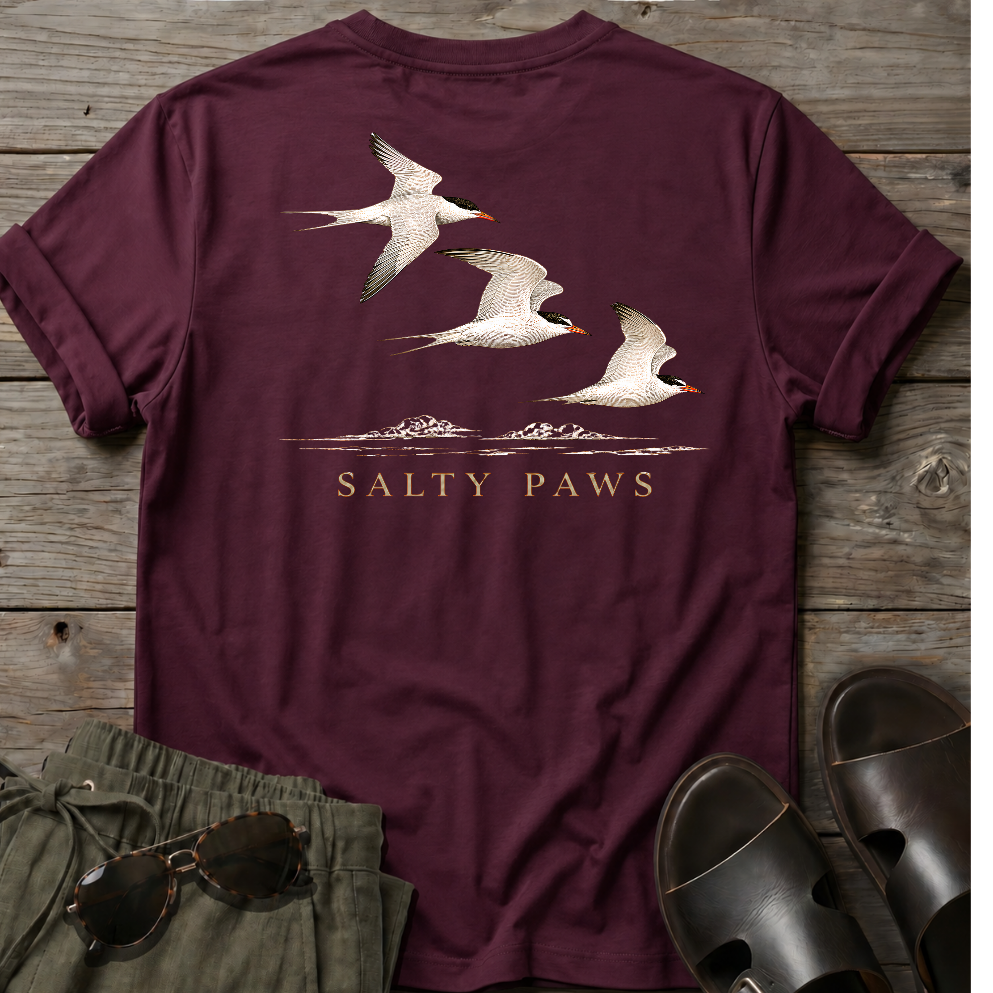 3 Terns in Flight BACK DESIGN T-Shirt