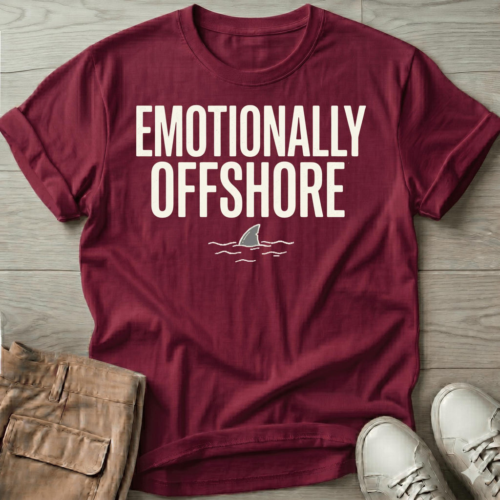 EMOTIONALLY OFFSHORE SHARK T-Shirt in Maroon, Salty Paws Soft Style tee