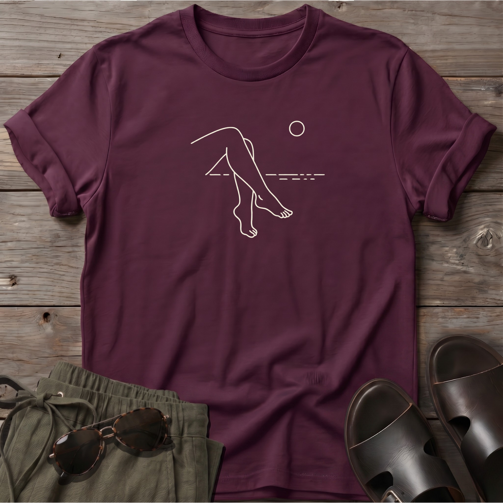 Legs 2 Dog Beach Ocean Line Art Tee