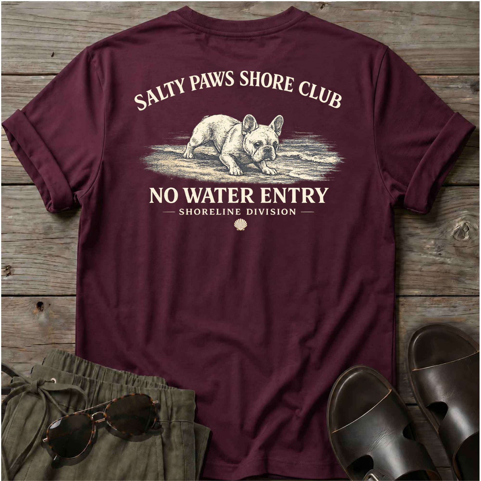 No Water Frenchie Back Design T-Shirt