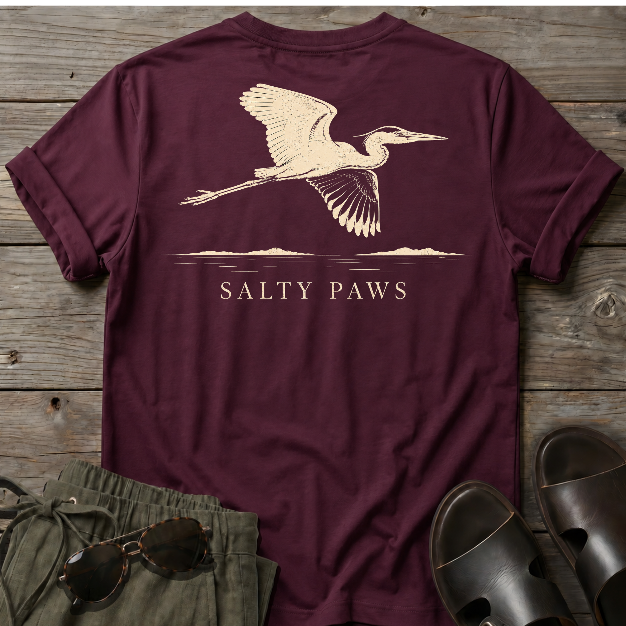 Great Heron Flight T-shirt BACK DESIGN