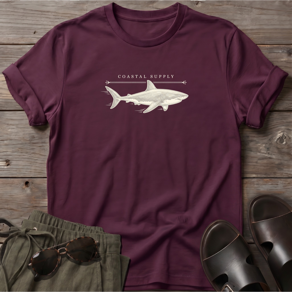 Coastal Shark T-Shirt — Beach Line Art Tee