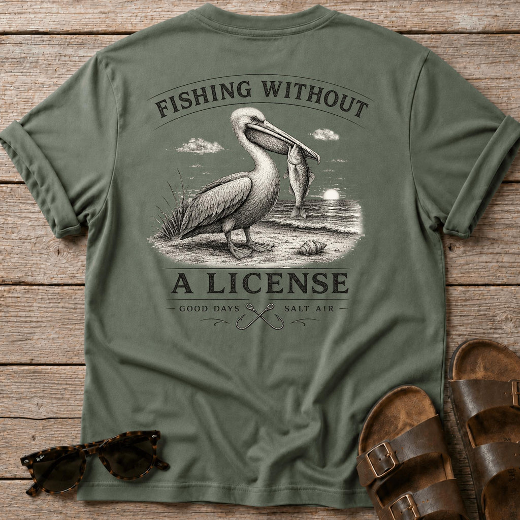 Fishing No License Pelican BACK DESIGN