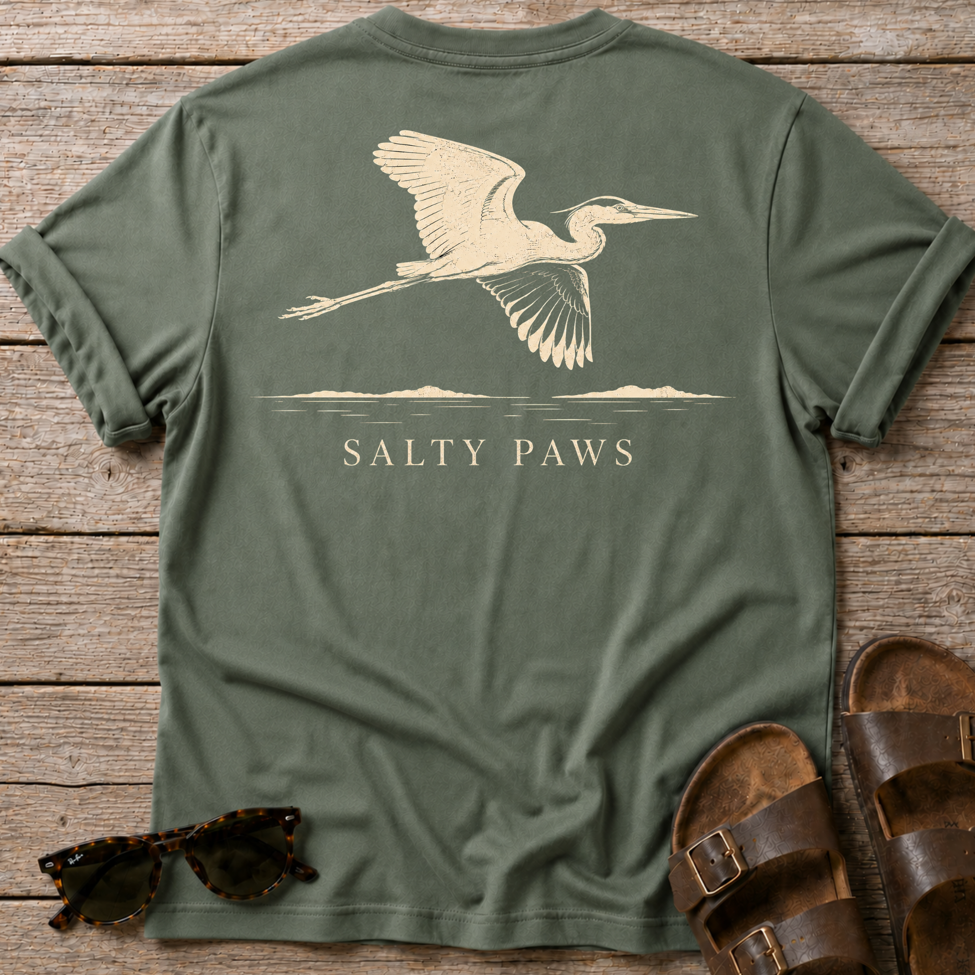 Great Heron Flight T-shirt BACK DESIGN