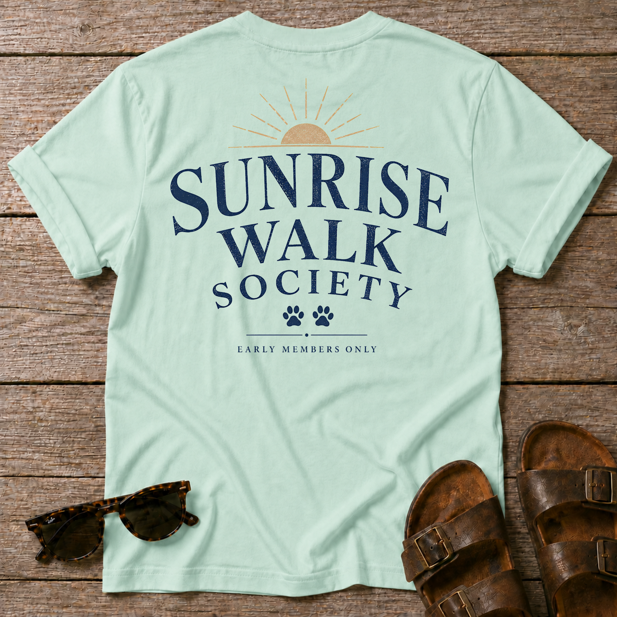 Sunrise Walk Society Tee BACK DESIGN
