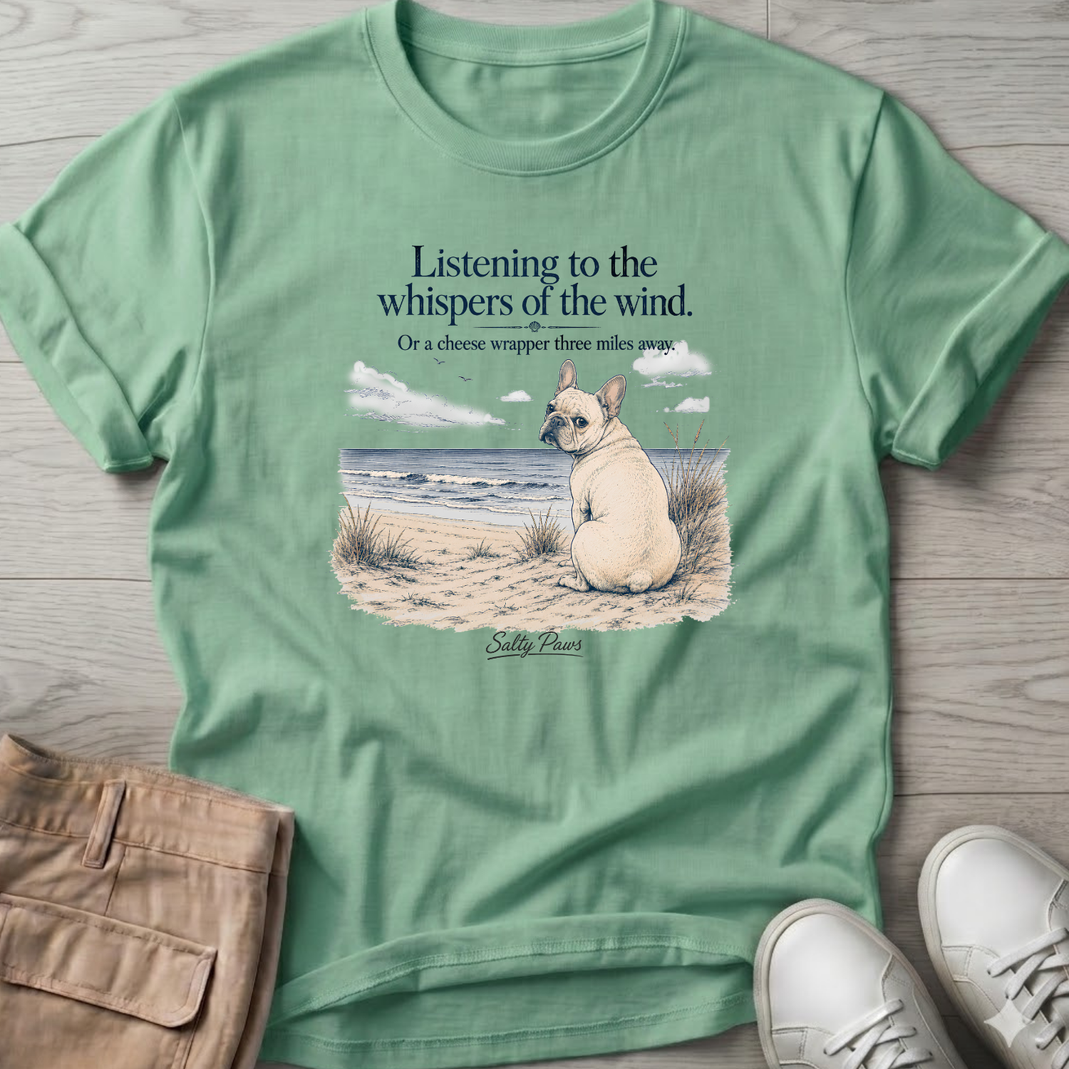 Listening Frenchie (cheese wrapper) T-Shirt