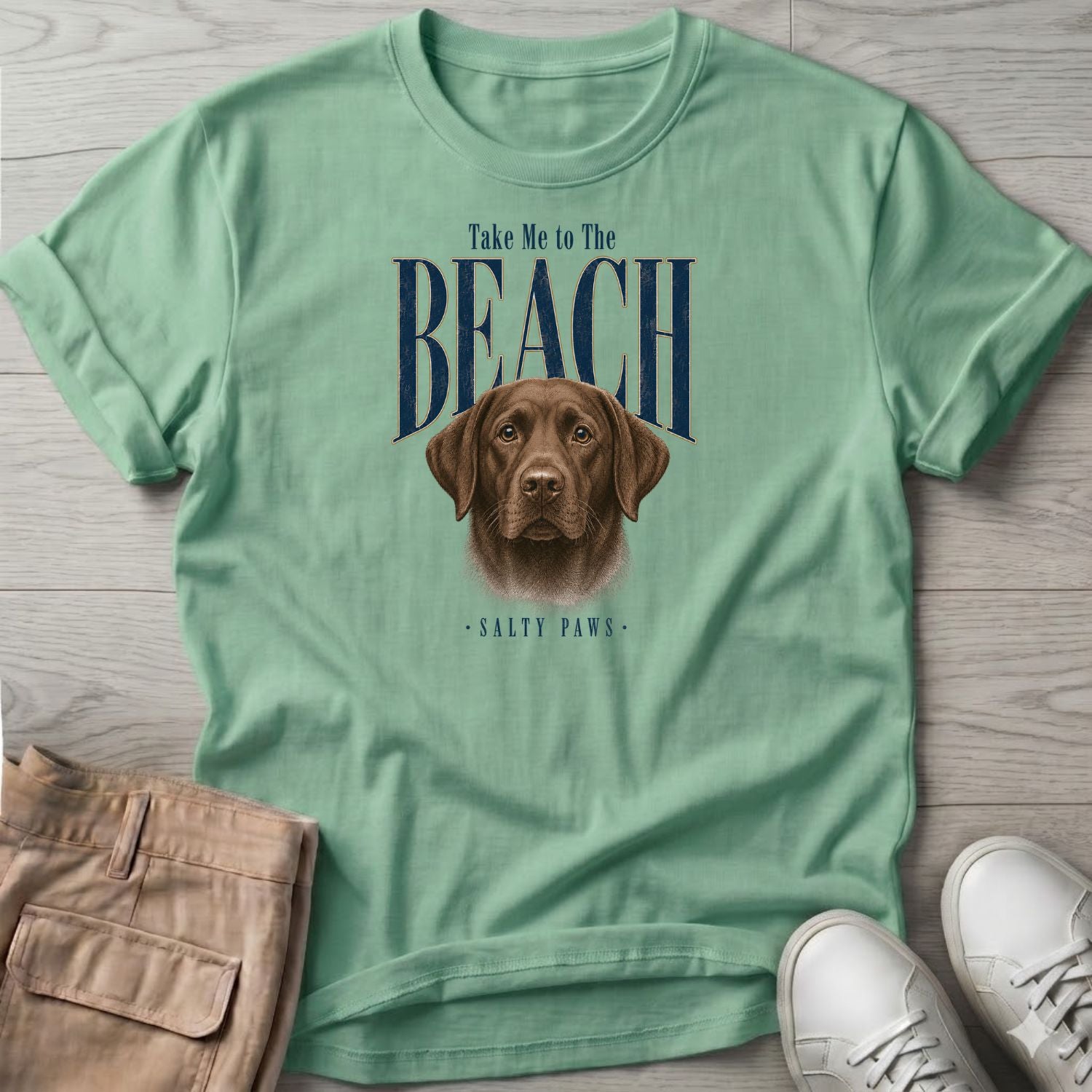 Chocolate Labrador Take me to the Beach Dog T-Shirt
