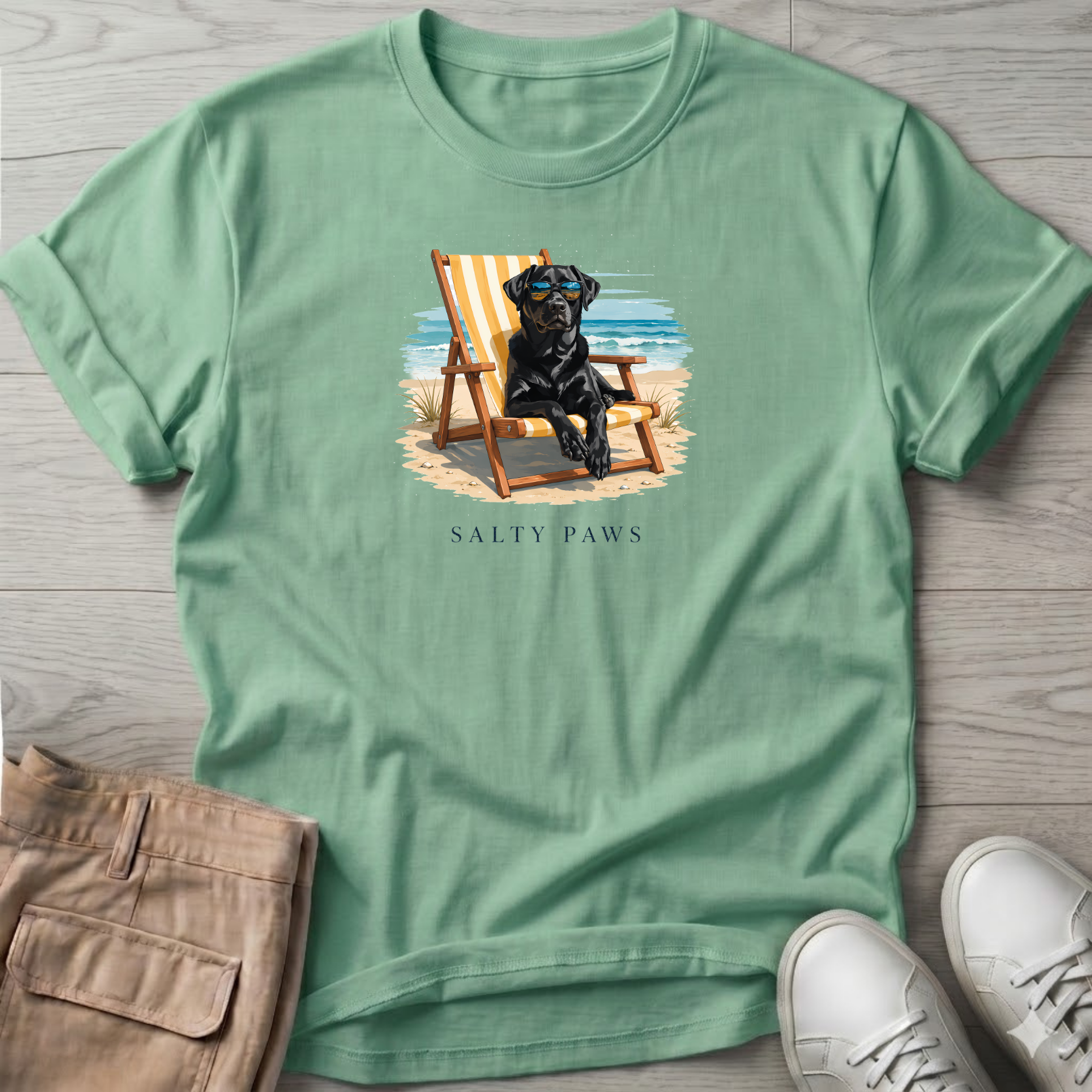 Black Lab Beach Chair Dog T-Shirt