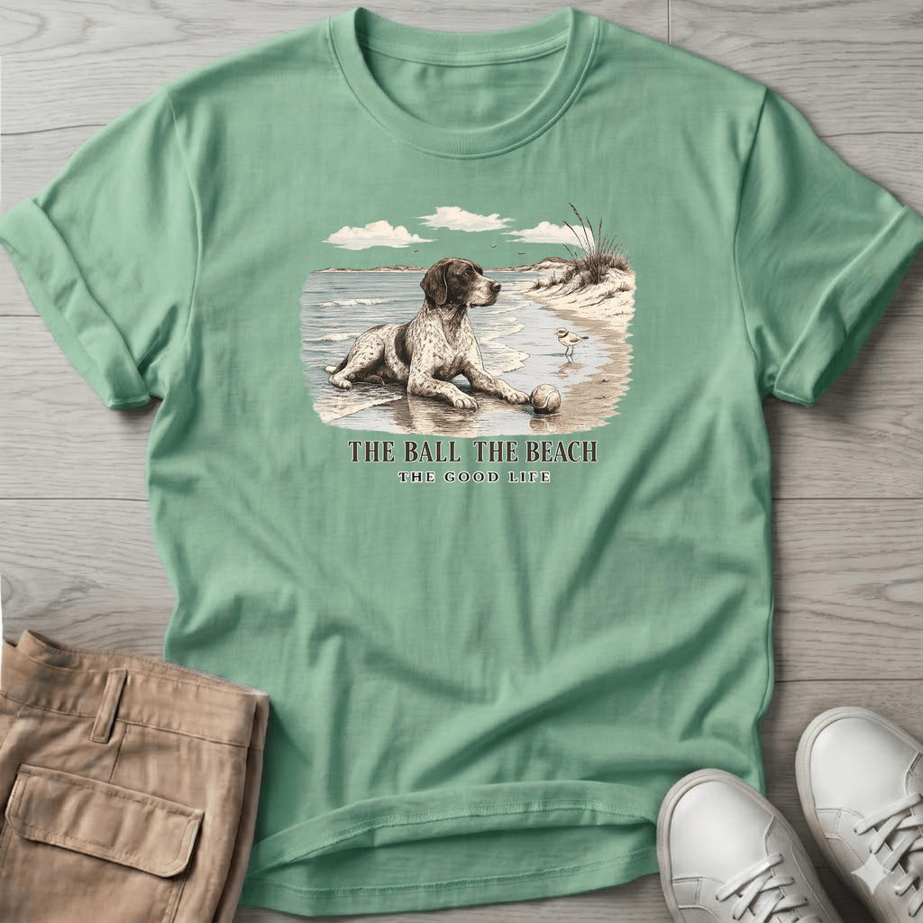 Ball Beach & Shorthair Pointer Dog T-Shirt